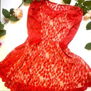 Free People | Red Lace Overlay Dress with Lining